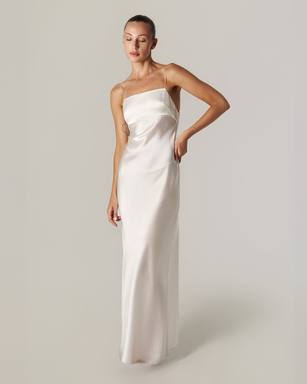 NAOMI SILK-SATIN MAXI DRESS