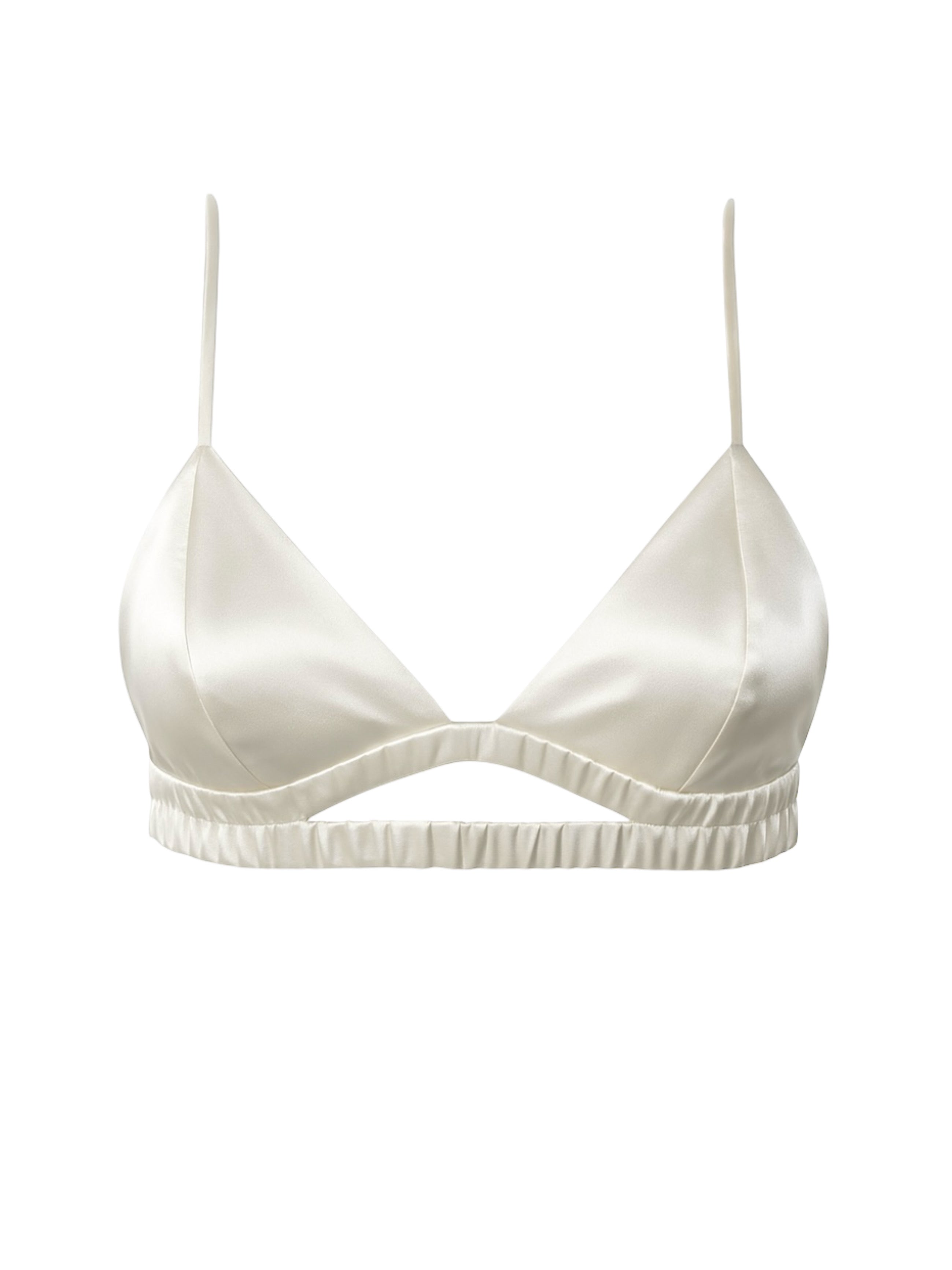 KAIA SILK-SATIN TOP BRA WHITE