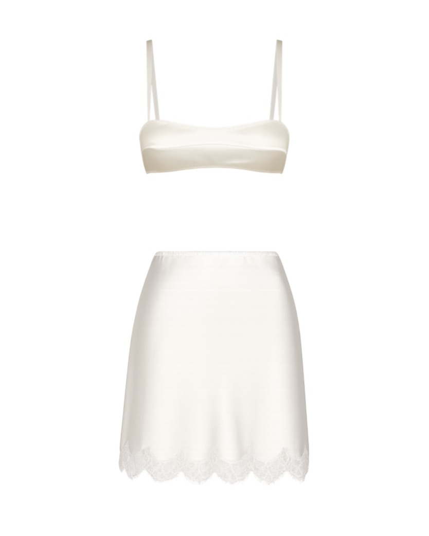 PYJAMA STYLE SILK SUIT (BRA, SKIRT)