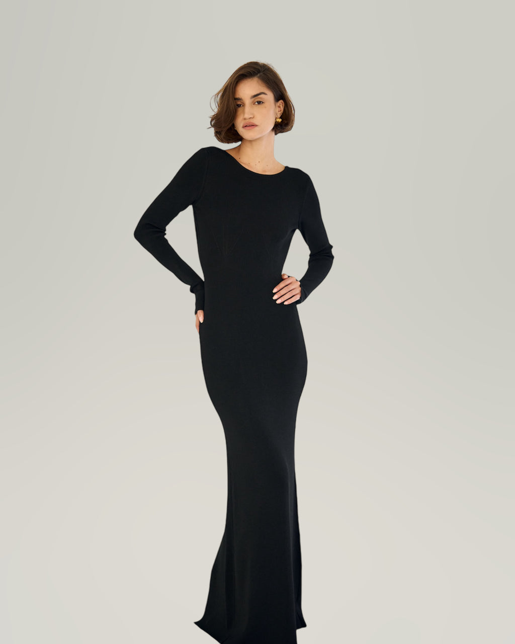 AIMEE BACKLESS KNITTED GOWN DRESS