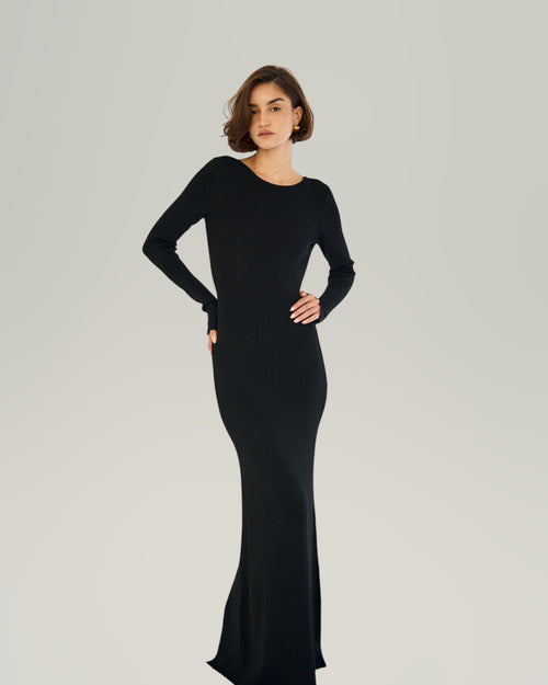AIMEE BACKLESS KNITTED GOWN DRESS