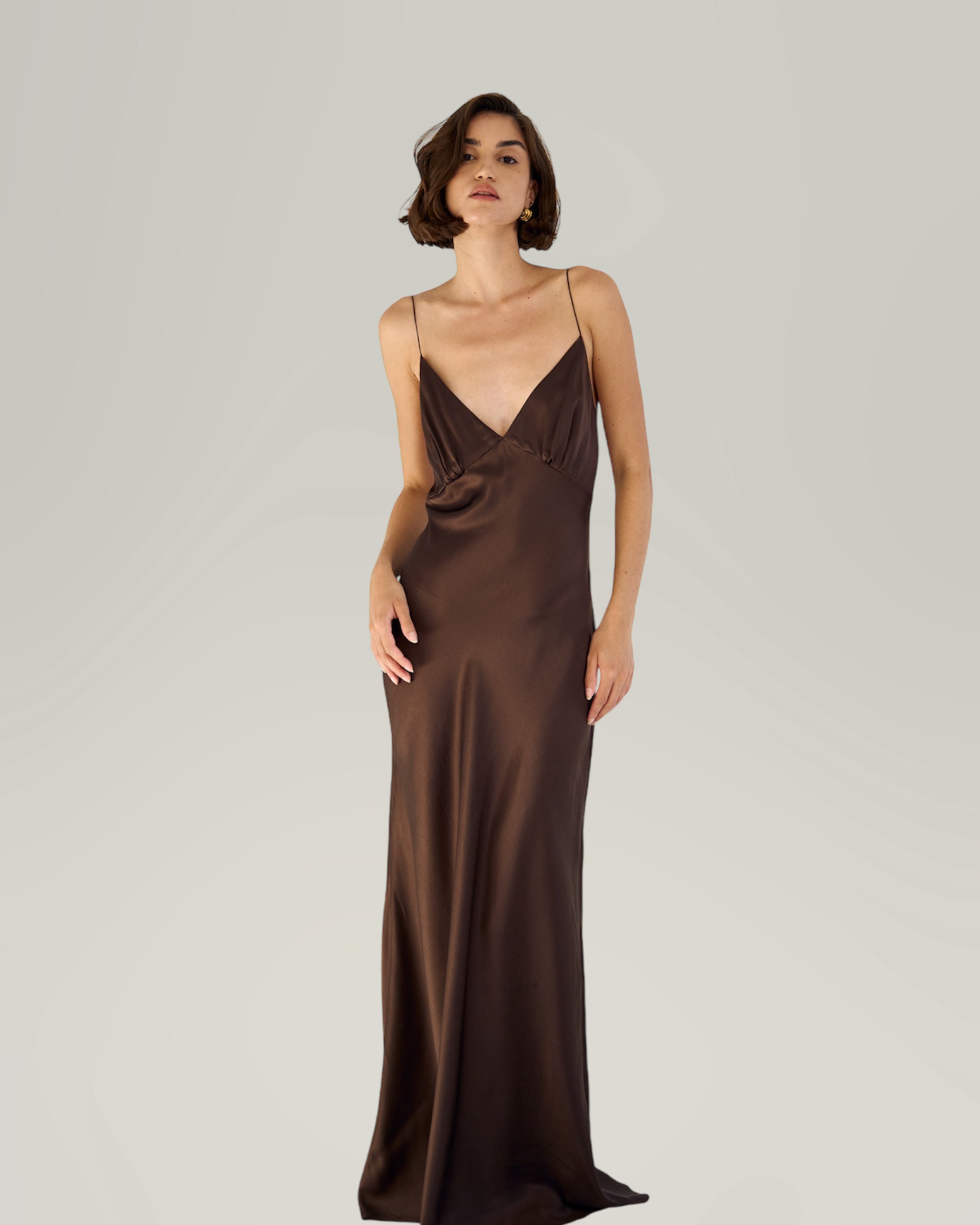 GRACE SILK-SATIN MAXI DRESS