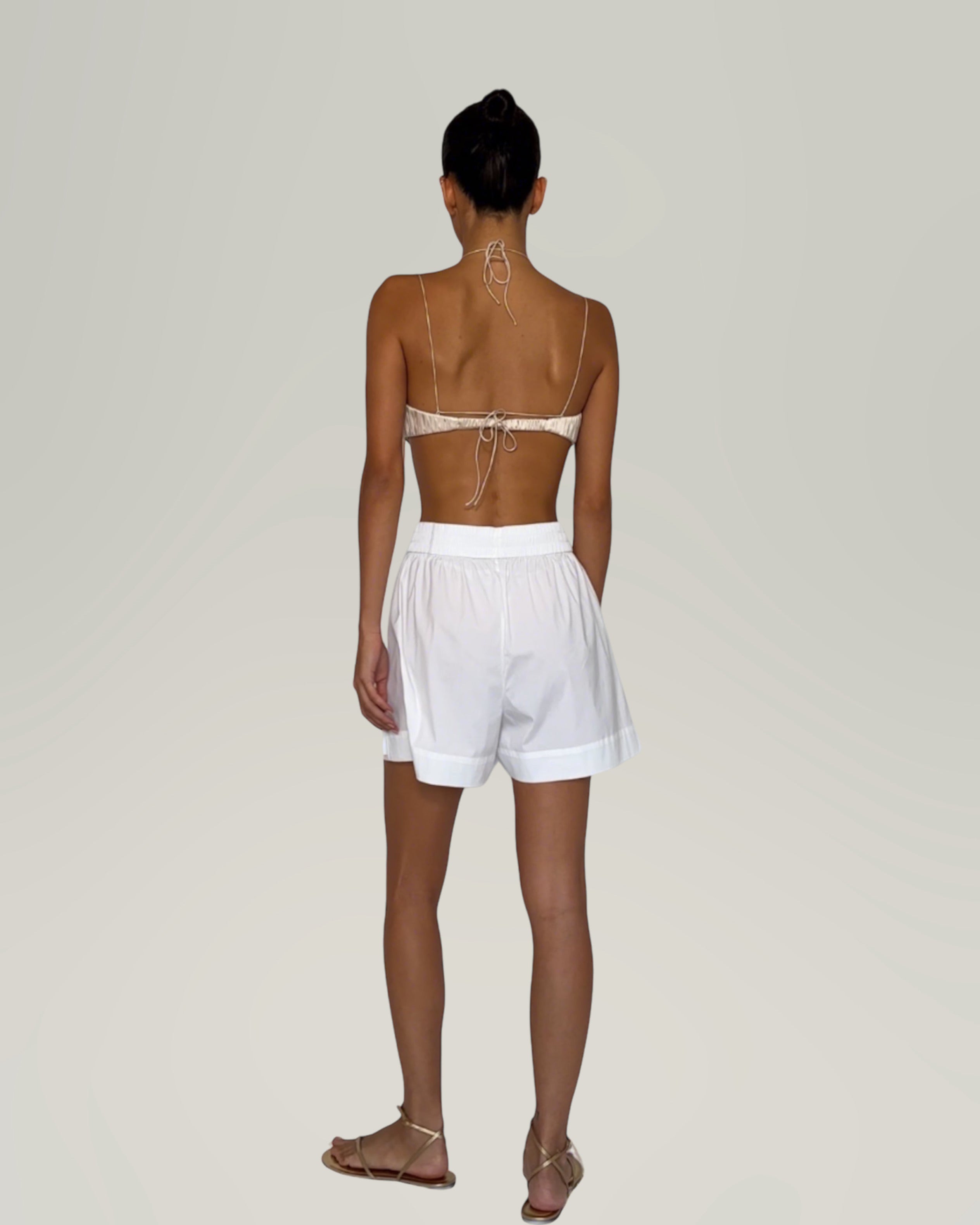 RHEA SATIN-COTTON BRA DECORATED WITH SILK