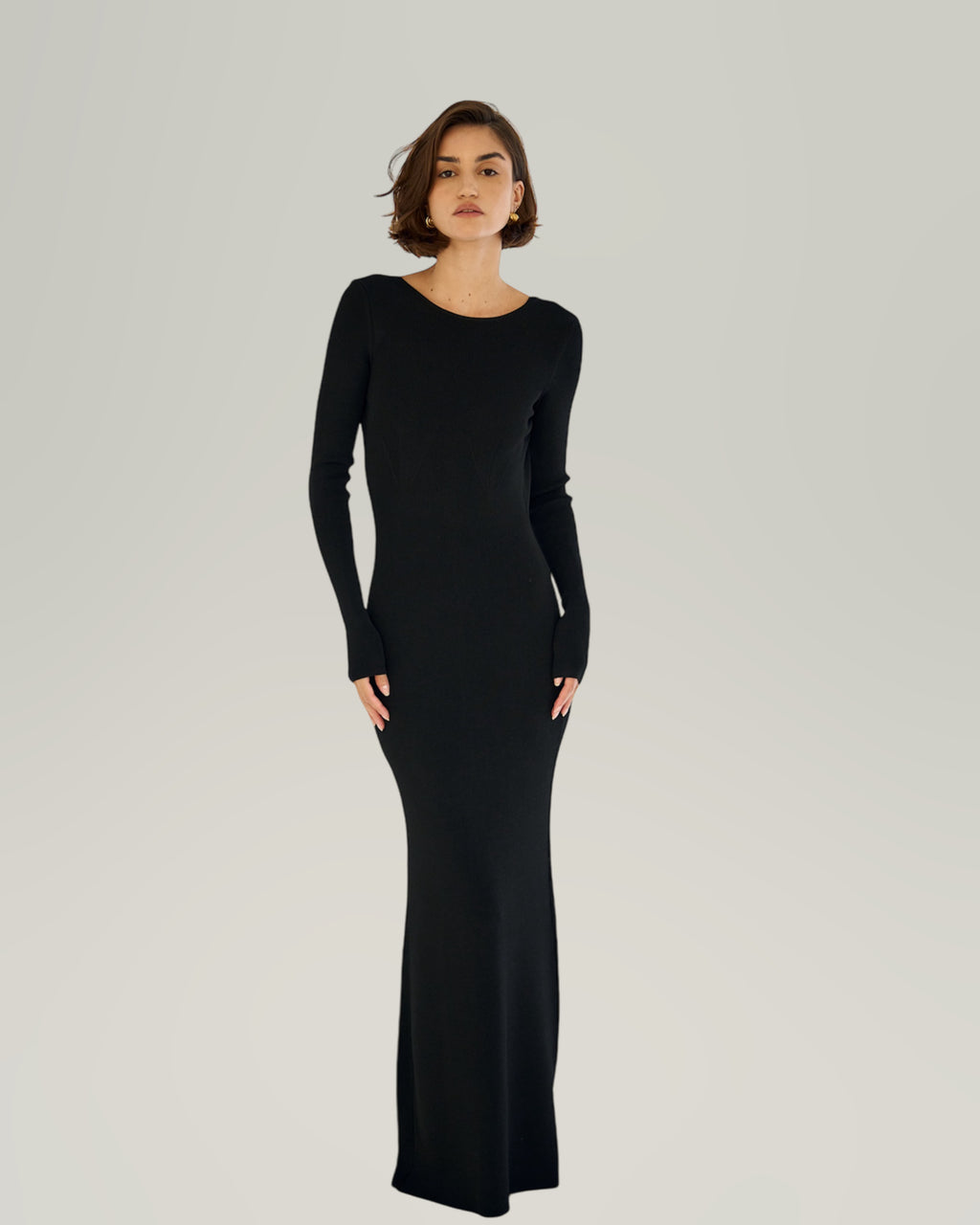AIMEE BACKLESS KNITTED GOWN DRESS