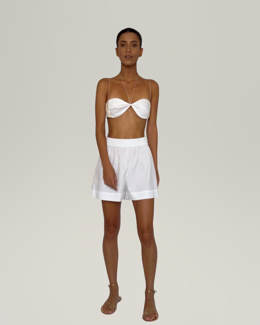 RHEA SATIN-COTTON SHORTS