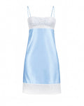 ERATO SILK DRESS ICE BLUE WITH CHANTILLY LACE