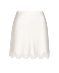 SILK-SATIN MINI SKIRT WITH CHANTILLY LACE