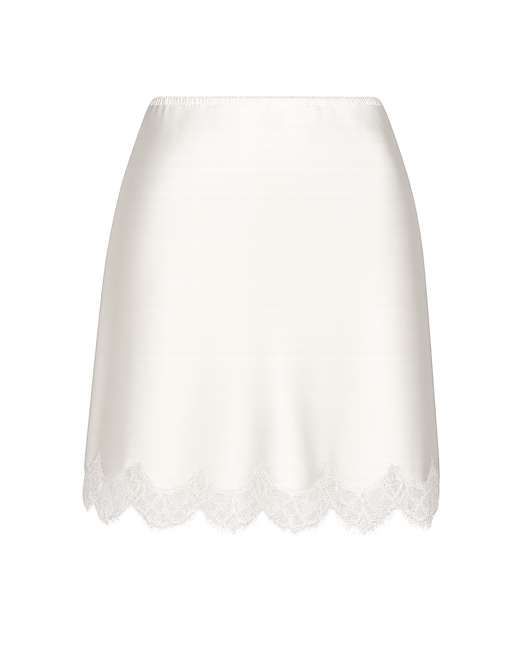 SILK-SATIN MINI SKIRT WITH CHANTILLY LACE
