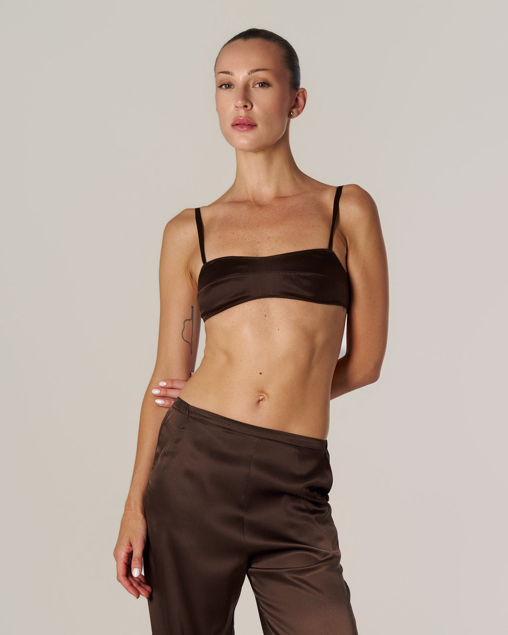 SILK-SATIN TOP BRA CHOCOLATE