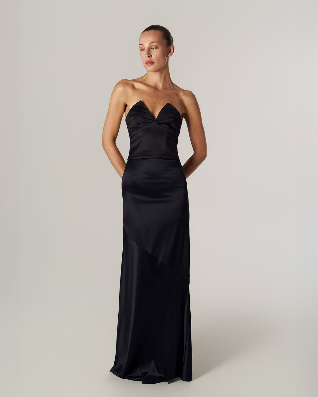 SOPHIE SILK-SATIN CORSET AND MAXI SKIRT