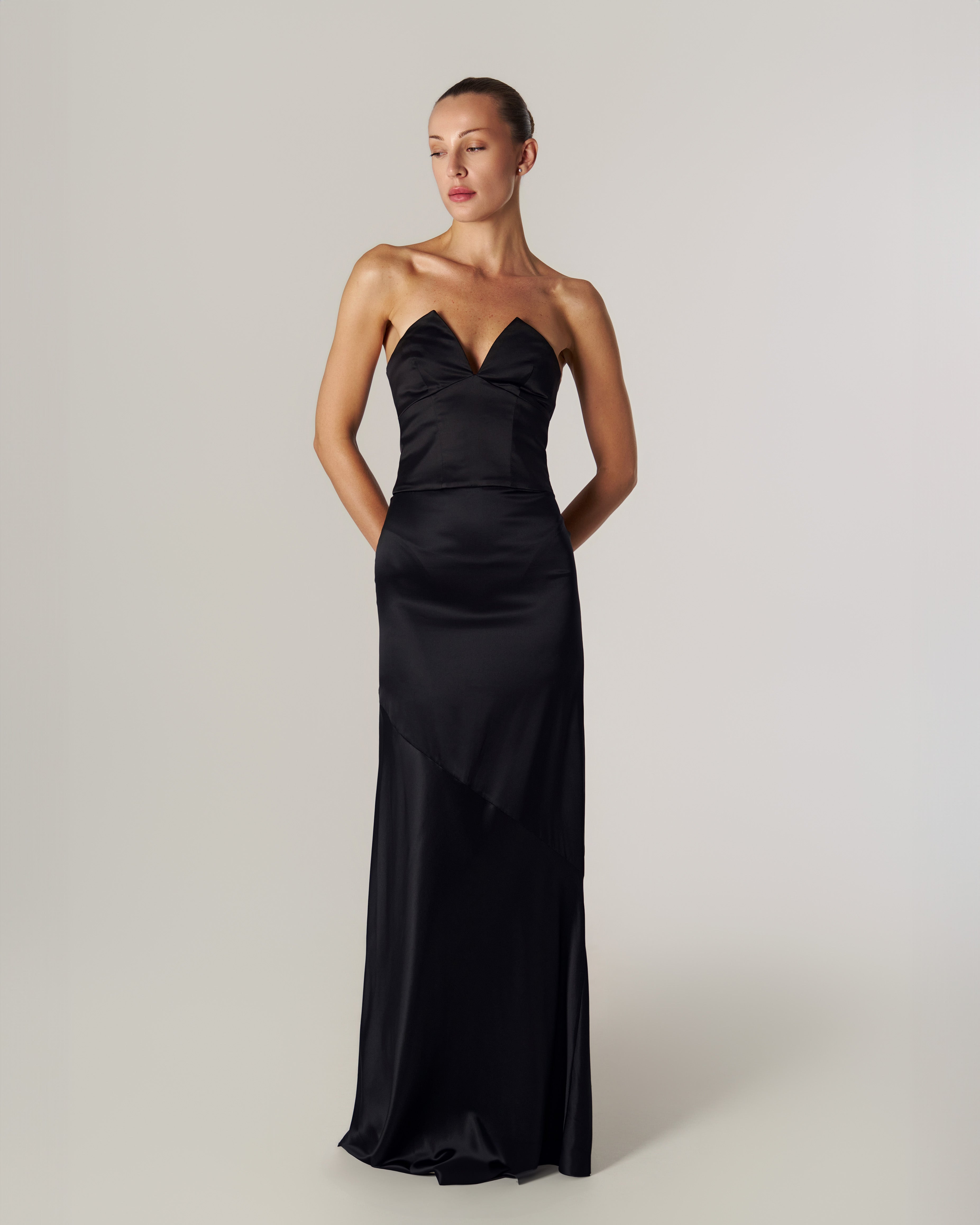 SOPHIE SILK-SATIN CORSET AND MAXI SKIRT