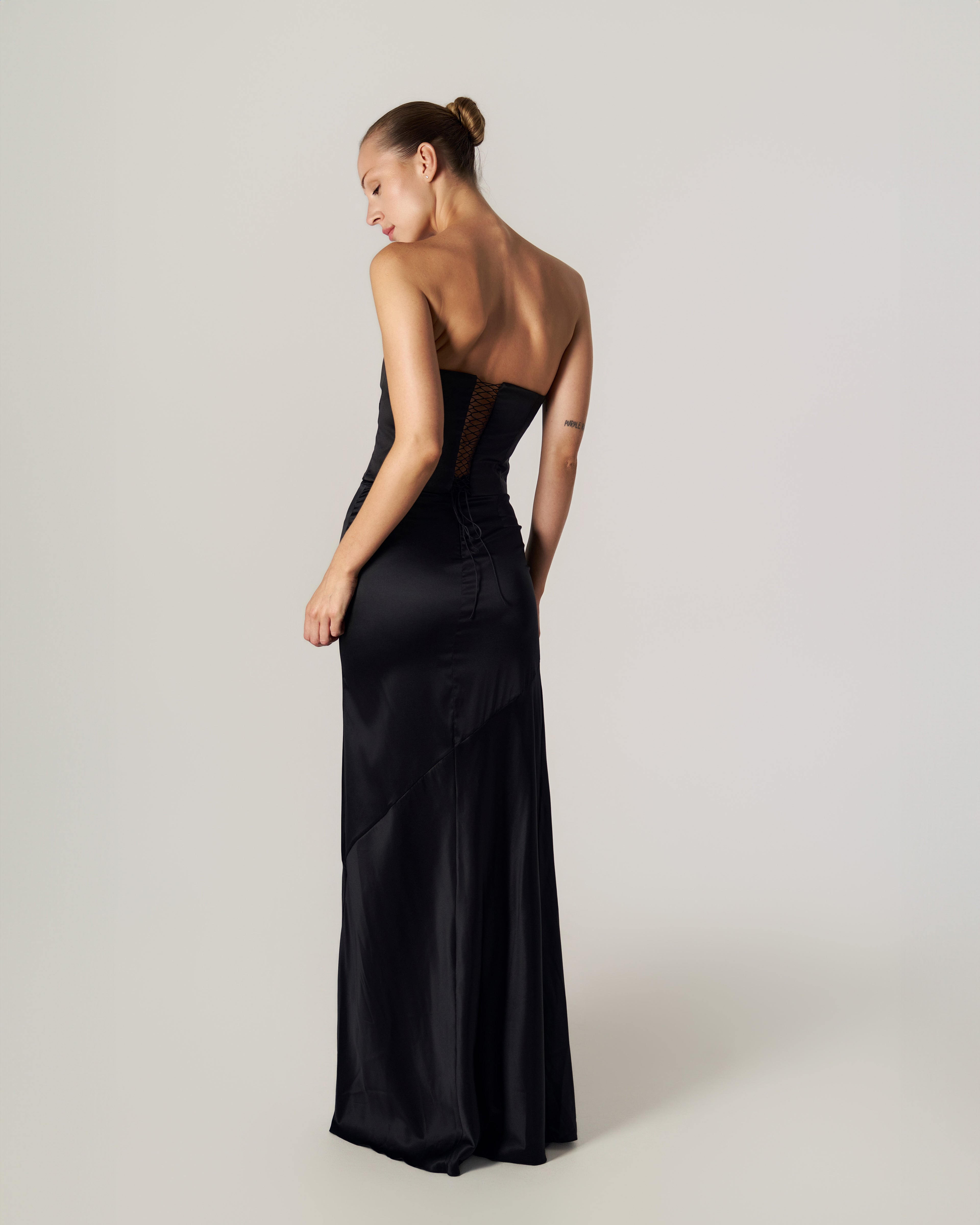 SOPHIE SILK-SATIN CORSET AND MAXI SKIRT