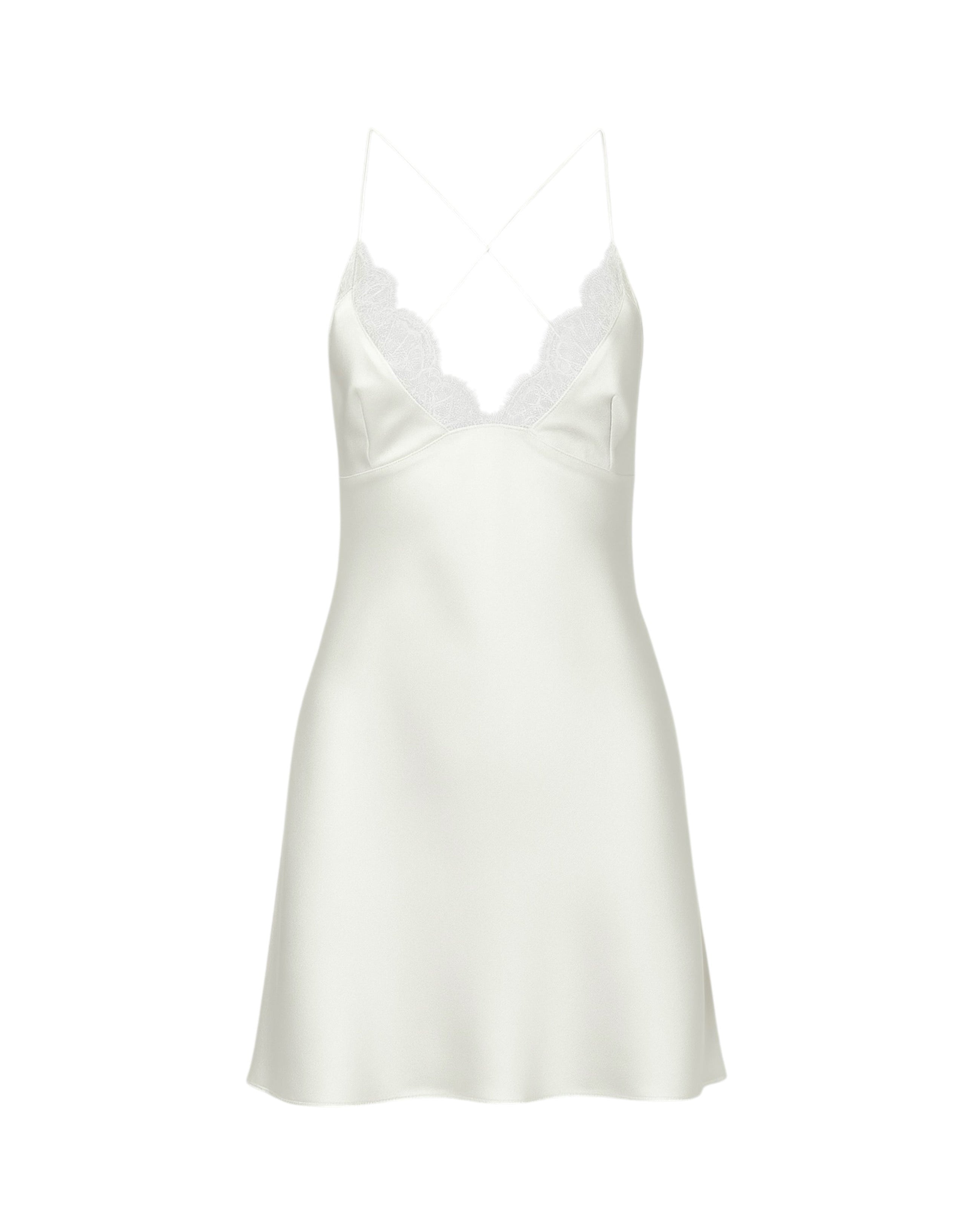 NAYA SILK-SATIN MINI BACKLESS DRESS WITH CHANTILLY LACE – OCEAN X SILK