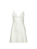 NAYA SILK-SATIN MINI DRESS WITH CHANTILLY LACE