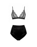 LINGERIE SET SILK CHANTILLY BLACK