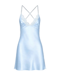 NAYA SILK-SATIN MINI BACKLESS DRESS WITH CHANTILLY LACE