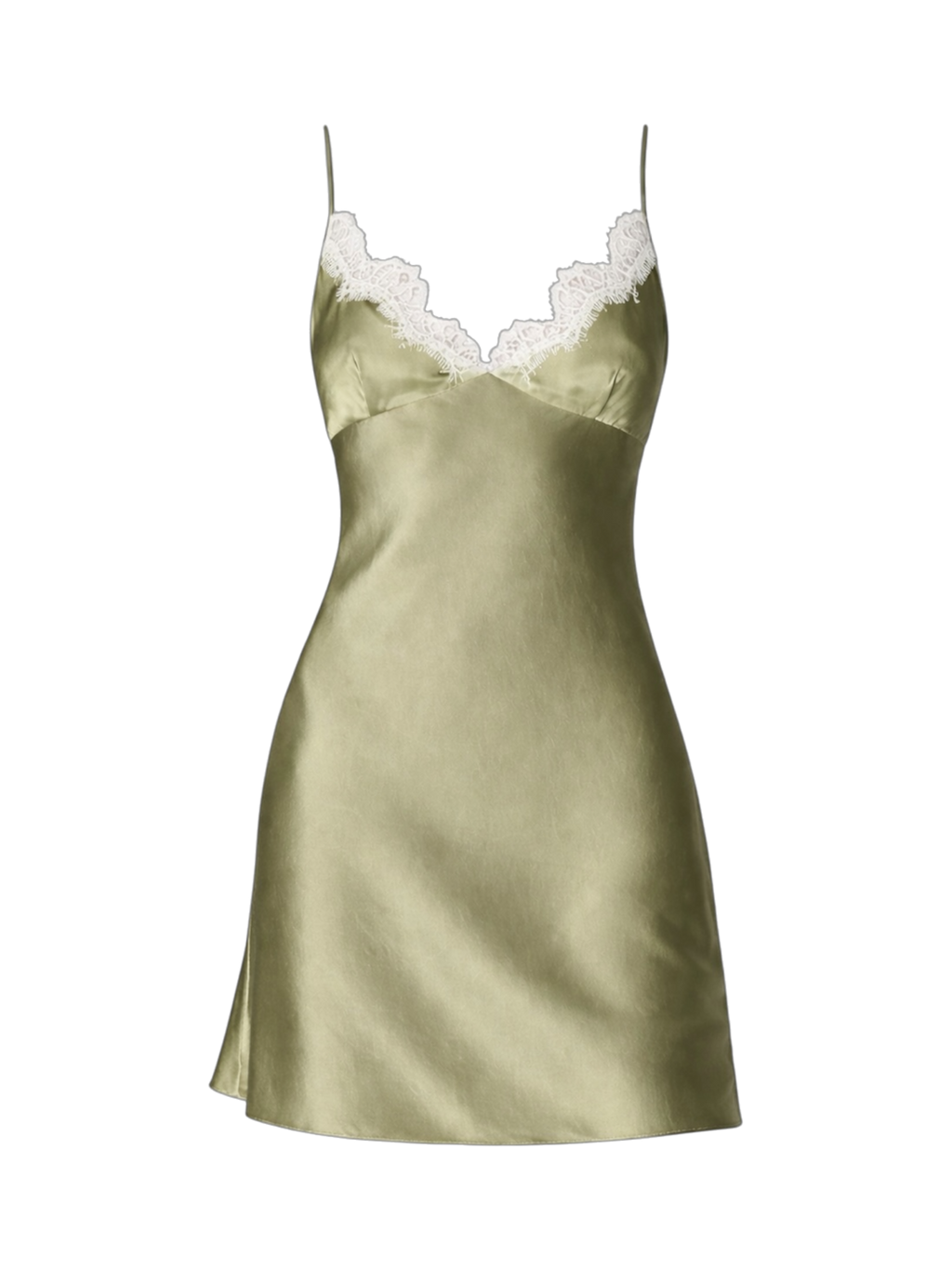 NAYA SILK-SATIN MINI BACKLESS DRESS WITH CHANTILLY LACE