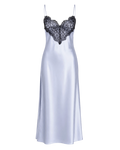 SILK MAXI DRESS ICE BLUE - BACKLESS EVENING DRESS WITH CHANTILLY LACE (PRE-ORDER)