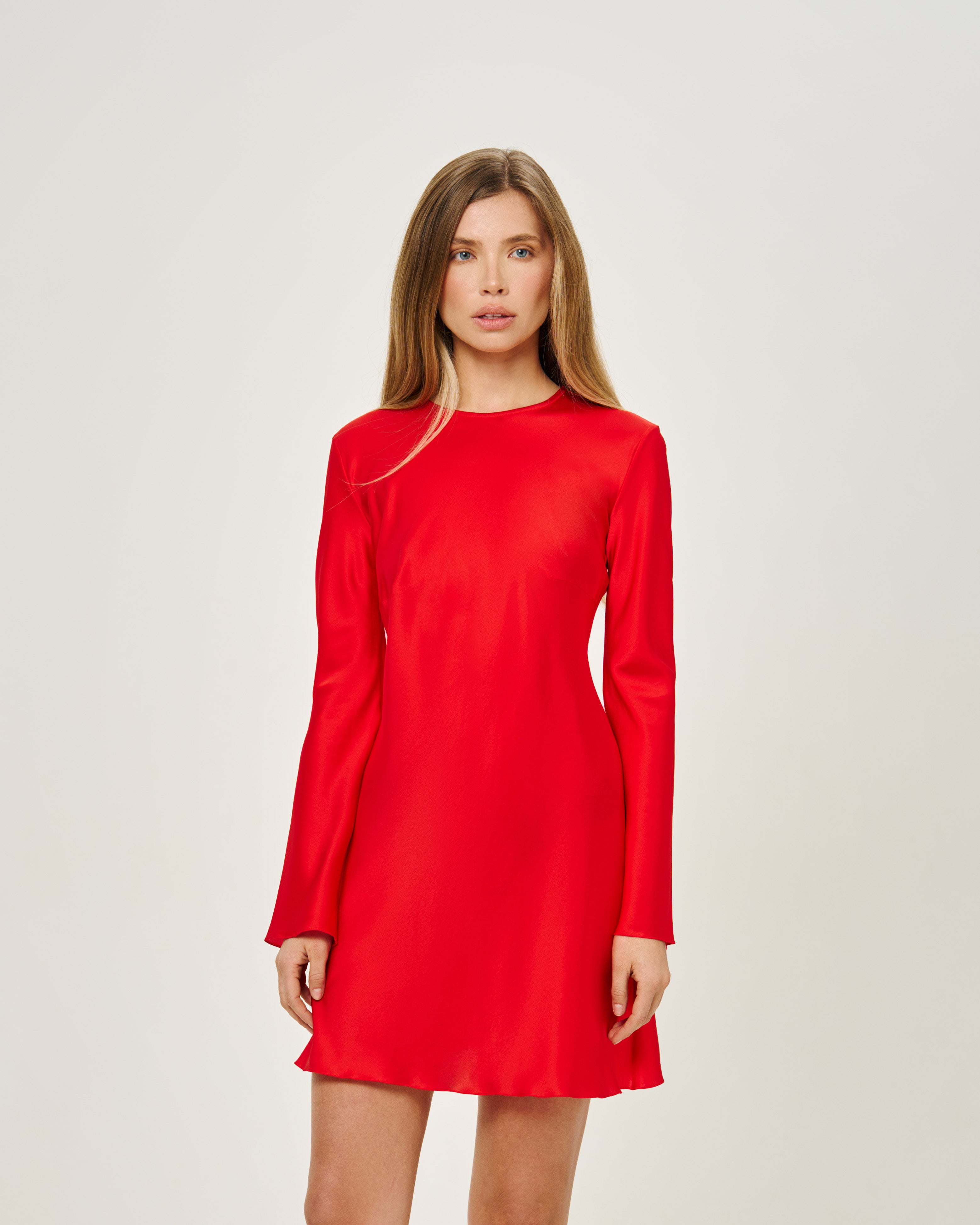 theia cocktail dress THEIA SILK-SATIN MINI DRESS RED – OCEAN X SILK