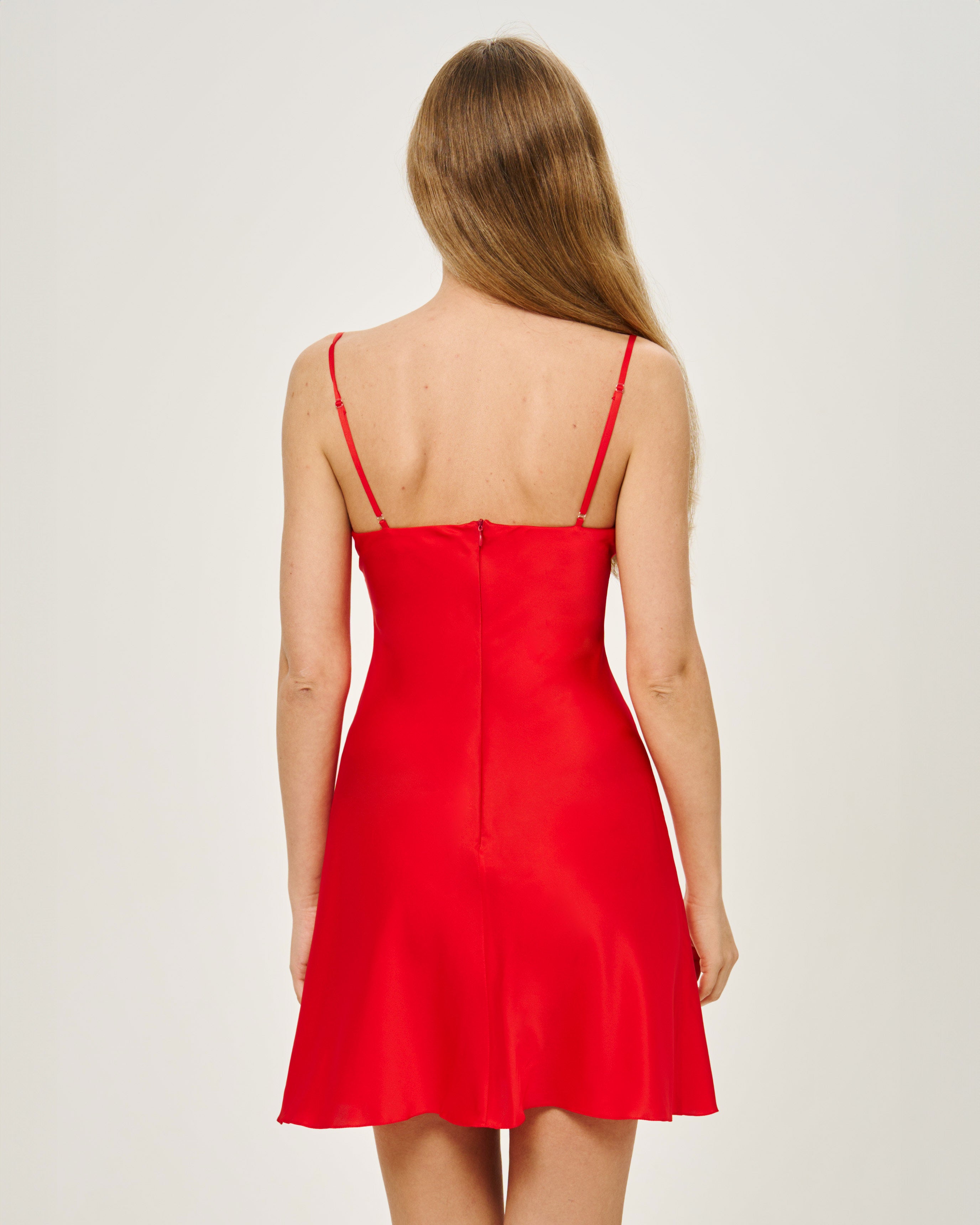 CHIARA SILK-SATIN MINI DRESS RED