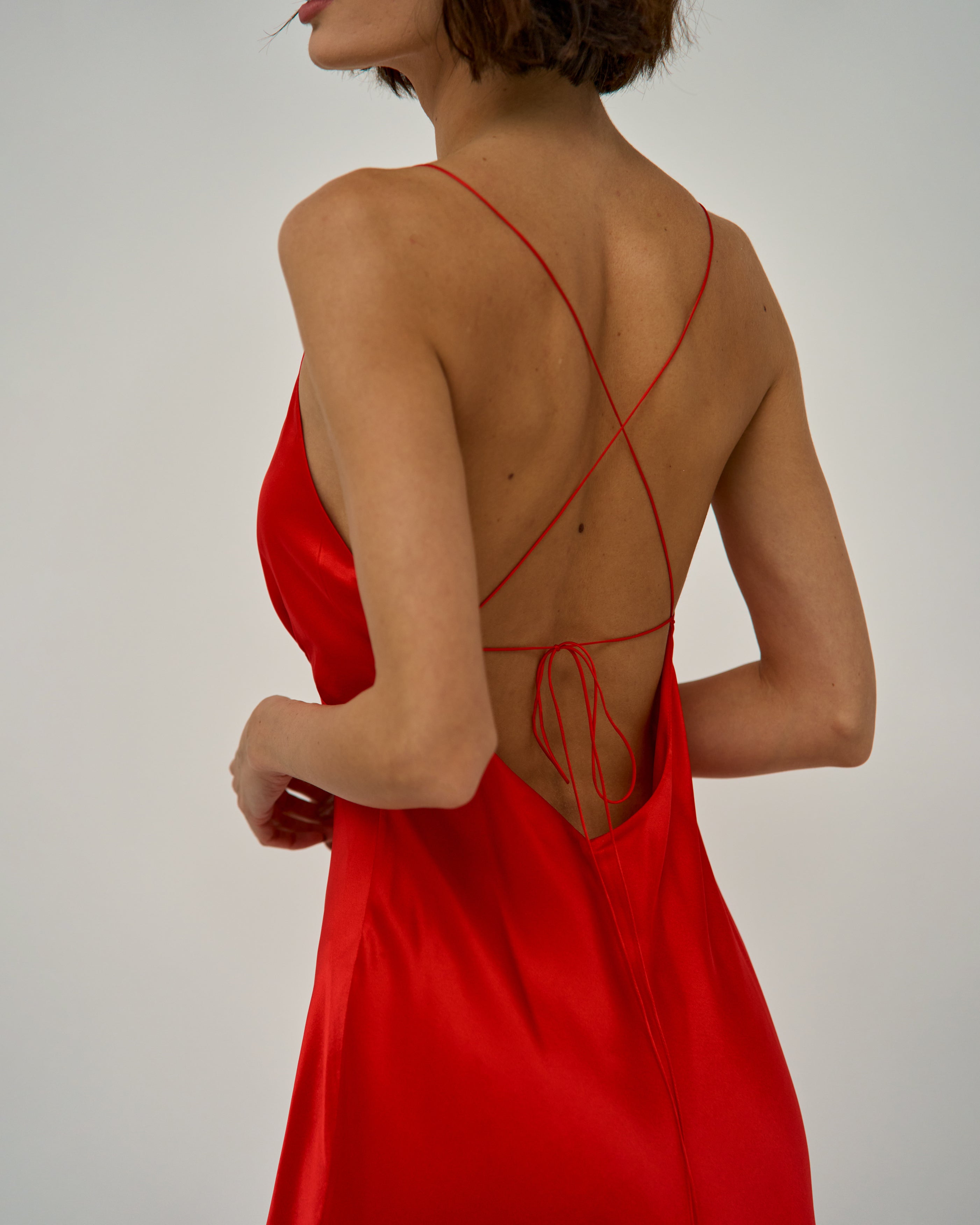 GRACE SILK-SATIN MIDI DRESS