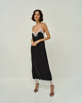 CLAIRE SILK-SATIN MAXI DRESS WITH CHANTILLY LACE (PRE-ORDER)