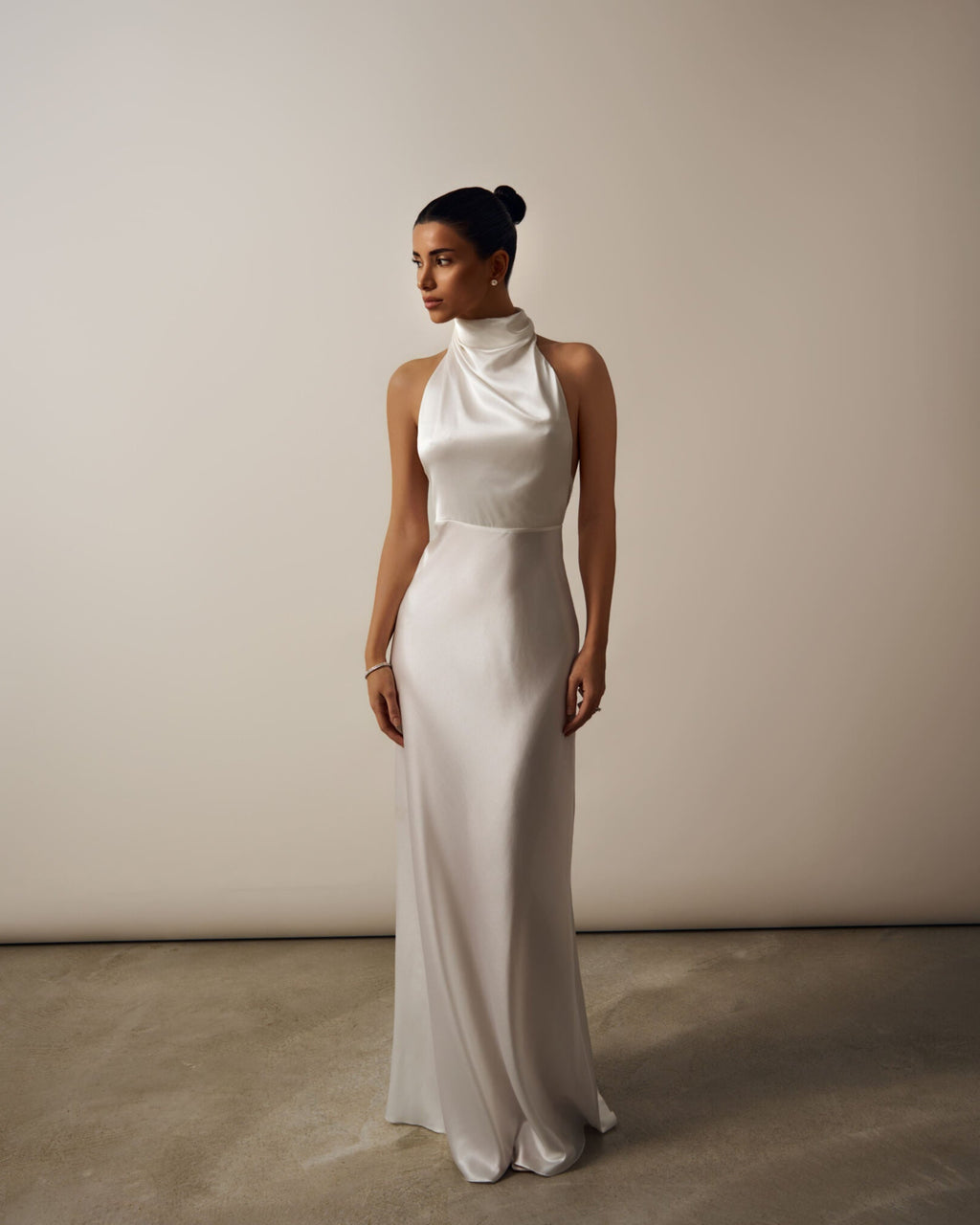 BRIDAL DEMETRA SILK GOWN DRESS WITH CHANTILLY LACE