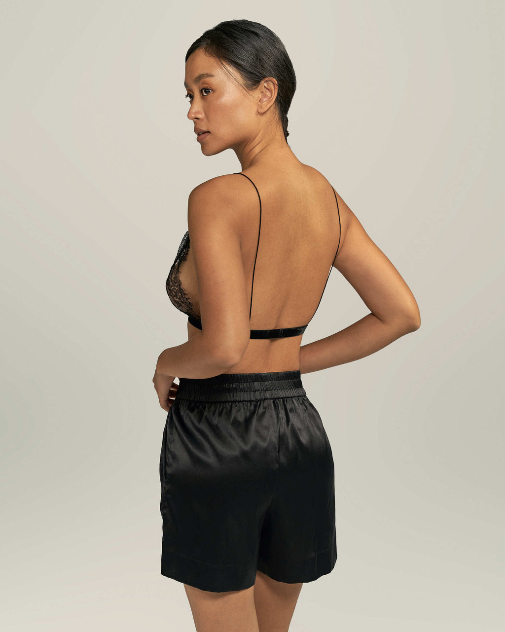 KAIA SILK-SATIN BOXERS