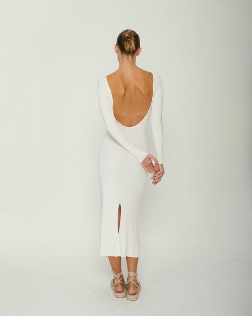 AIMEE BACKLESS KNITTED DRESS OCEAN X SILK AIMEE BACKLESS KNITTED DRESS OCEAN X SILK