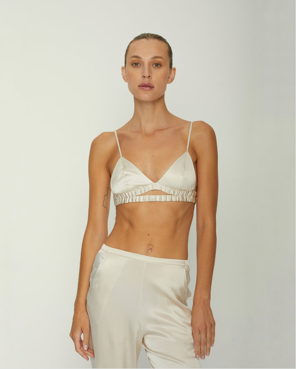 KAIA SILK-SATIN TOP BRA