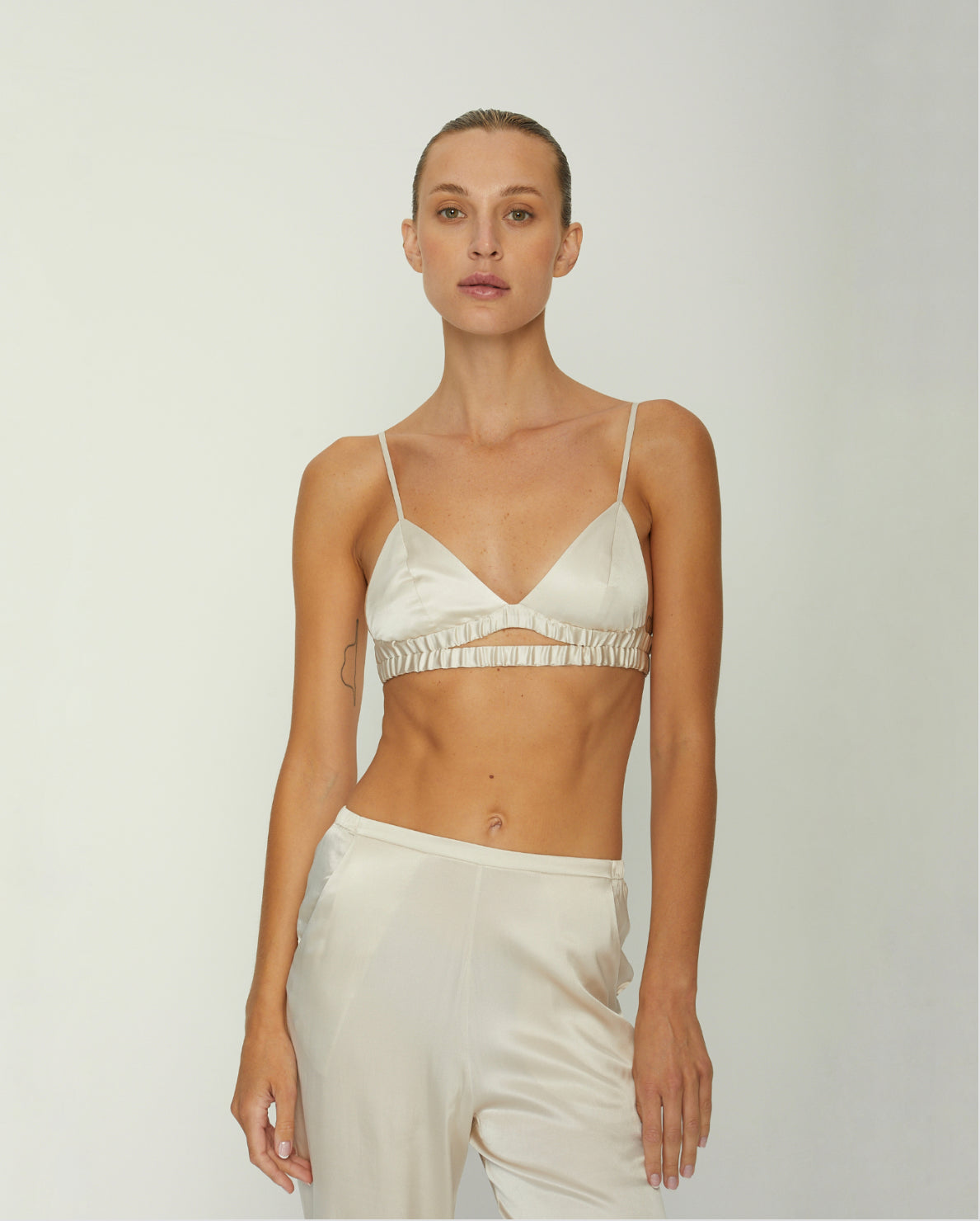 KAIA SILK-SATIN TOP BRA