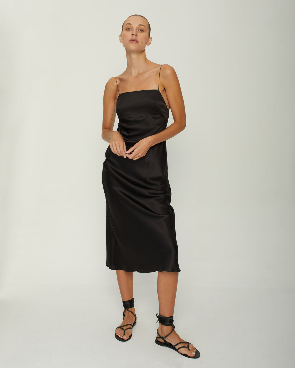 NAOMI SILK-SATIN MIDI DRESS