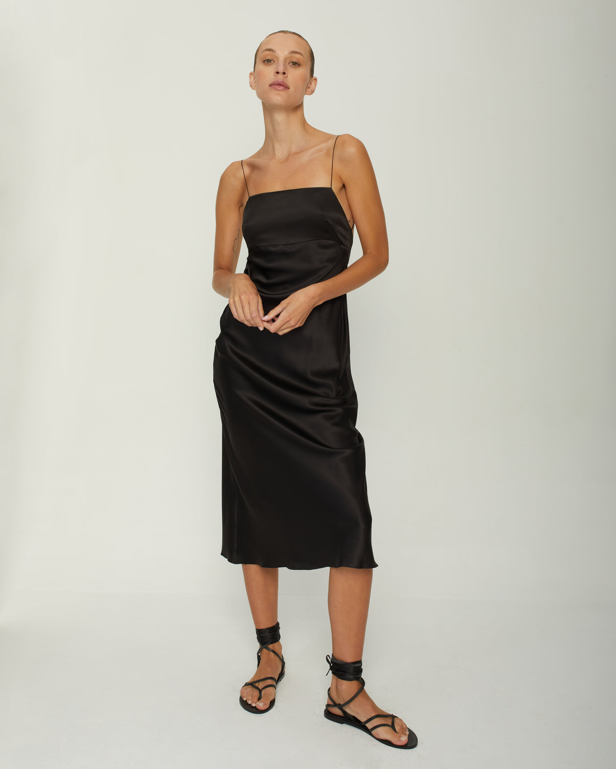 NAOMI SILK-SATIN MIDI DRESS